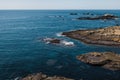 California rocky coast with ocean waves Royalty Free Stock Photo