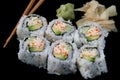 California Roll on Black Royalty Free Stock Photo