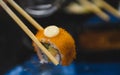 California roll with chopsticks Royalty Free Stock Photo