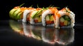 California Roll: Popular Sushi Roll with Crab, Avocado, and Cucumber Royalty Free Stock Photo