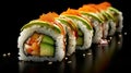 California Roll: Popular Sushi Roll with Crab, Avocado, and Cucumber Royalty Free Stock Photo