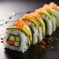 California Roll: Popular Sushi Roll with Crab, Avocado, and Cucumber Royalty Free Stock Photo