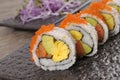 California roll sushi on black plate Royalty Free Stock Photo