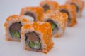 California Roll Sushi with Masago Close-up Royalty Free Stock Photo