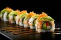 California Roll: Popular Sushi Roll with Crab, Avocado, and Cucumber Royalty Free Stock Photo