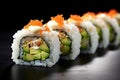 California Roll: Popular Sushi Roll with Crab, Avocado, and Cucumber Royalty Free Stock Photo