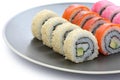 California rolls , maki sushi , japanese food Royalty Free Stock Photo