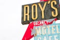 California,the Roy`s motel and cafe sign