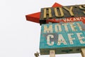 California,the Roy`s motel and cafe sign