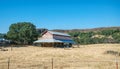 California rural landscape. Fields and Old Wooden Barn