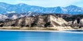 California`s Lake Cachuma with San Rafael Mountains Royalty Free Stock Photo