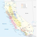 California's wine-growing regions map Royalty Free Stock Photo