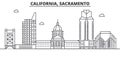 California Sacramento architecture line skyline illustration. Linear vector cityscape with famous landmarks, city sight