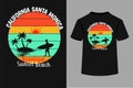 California Santa Monica Beautiful Sunset Beach T-Shirt Design.