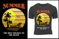 California Santa Monica sunset print t-shirt design. Poster retro grunge palm tree silhouettes Royalty Free Stock Photo