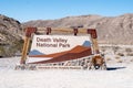 DEATH VALLEY, CALIFORNIA: Sign for Death Valley National Park on an overcast summer day Royalty Free Stock Photo