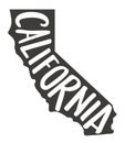 CALIFORNIA. Silhouette state. California map with text script. Royalty Free Stock Photo