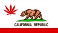 California state flag with marijuana leaf Royalty Free Stock Photo