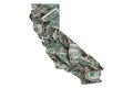 California State Map, Crumpled Dollars, Waste of Money Concept Royalty Free Stock Photo