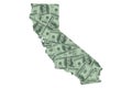 California State Map and Money, Hundred Dollar Bills Royalty Free Stock Photo