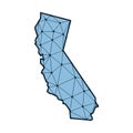 California state map polygonal illustration made of lines and dots Royalty Free Stock Photo