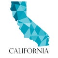 California State Map Vector with Blue Polygonal Low-Poly Texture and Outline Royalty Free Stock Photo