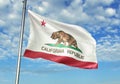 California state of United States Flag waving with sky on background realistic 3d illustration Royalty Free Stock Photo