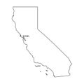 California, state of USA - solid black outline map of country area. Simple flat vector illustration