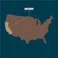 California. States of America territory on dark background. Separate state. Vector illustration Royalty Free Stock Photo