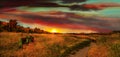 California sundown hills and valleys landscape.