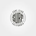 California surf club emblem logo vector vintage illustration design, surf typography logo design Royalty Free Stock Photo