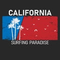 California surf paradise typography, t-shirt graphics , vectors