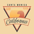 California surf sport typography. Vintage t shirt graphic 80s style