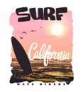 California surf typography, t-shirt graphics , vectors