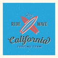 California Surfing Team Abstract Vector Label or