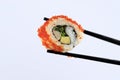 California Sushi Roll with Egg, Vegetables, Flying Fish Roe Royalty Free Stock Photo