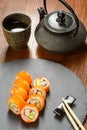 California sushi rolls on board Royalty Free Stock Photo