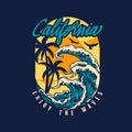 California t-shirt design with waves Royalty Free Stock Photo