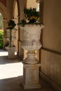 California Travel Series - Grecian style marble planters at vineyard - Paso Robles