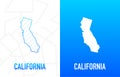 California - U.S. state. Contour line in white and blue color on two face background. Map of The United States of Royalty Free Stock Photo