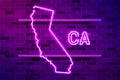 California US state glowing purple neon lamp sign