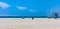 Lifeguard hut on Venice beach. Pacific ocean coastline Los Angeles USA