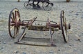 CALIFORNIA, USA - NOVEMBER 29, 2019: an old cart from the times of westernization and cowboys in the interior near a store in Royalty Free Stock Photo