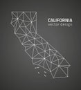 California vector black triangle mosaic outline map