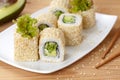 California vegetarian sushi roll with avocado Royalty Free Stock Photo