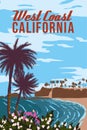 California West Coast Retro Travel Poster, Laguna Beach