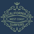 California west coast surfers. Monograms style. Vector artwork f