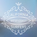 California west coast surfers. Monograms style. Vector artwork w