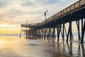 California wooden pier at 1, 370 feet long in the heart of Pismo Beach city in Central California coast Royalty Free Stock Photo