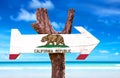 California wooden sign with beach background Royalty Free Stock Photo